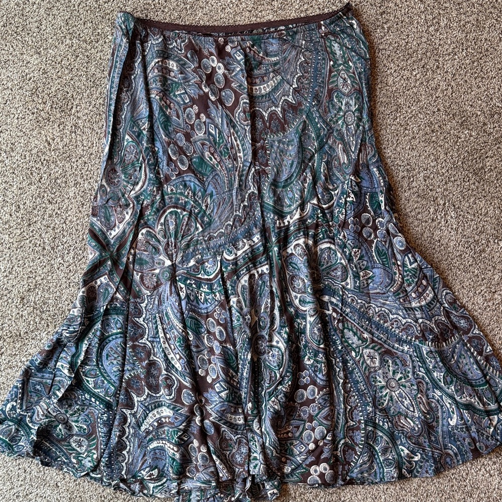 Lola P. | Vintage Teal, Blue & Brown Paisley Circle Skirt